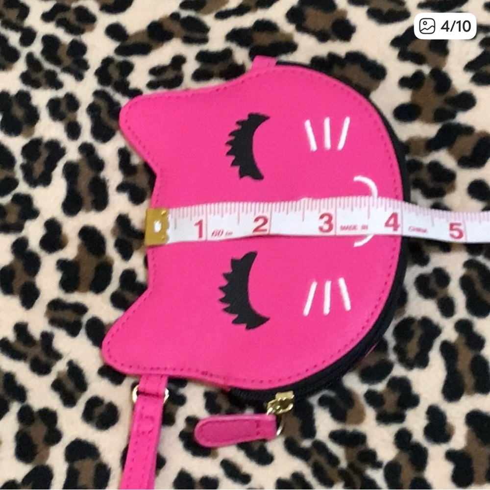 LUV Betsy Johnson Pink π©· Kitty Cat Face Wallet Wristlet Credit Card Coin Purse - Picture 11 of 12